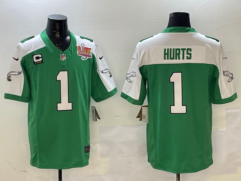 Men Philadelphia Eagles #1 Hurts Green Thanksgiving three generations 2025 Nike Limited NFL Jersey style 4